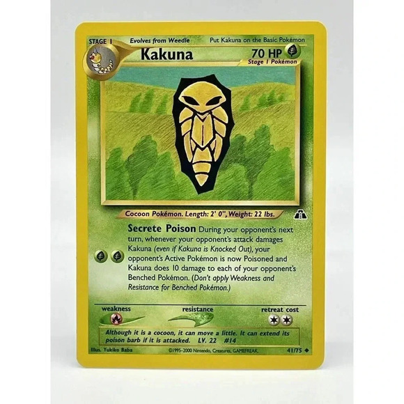Kakuna 41/75 Neo Discovery Pokemon Card Non Halo Vintage Unlimited 1999 LP - Picture 1 of 6